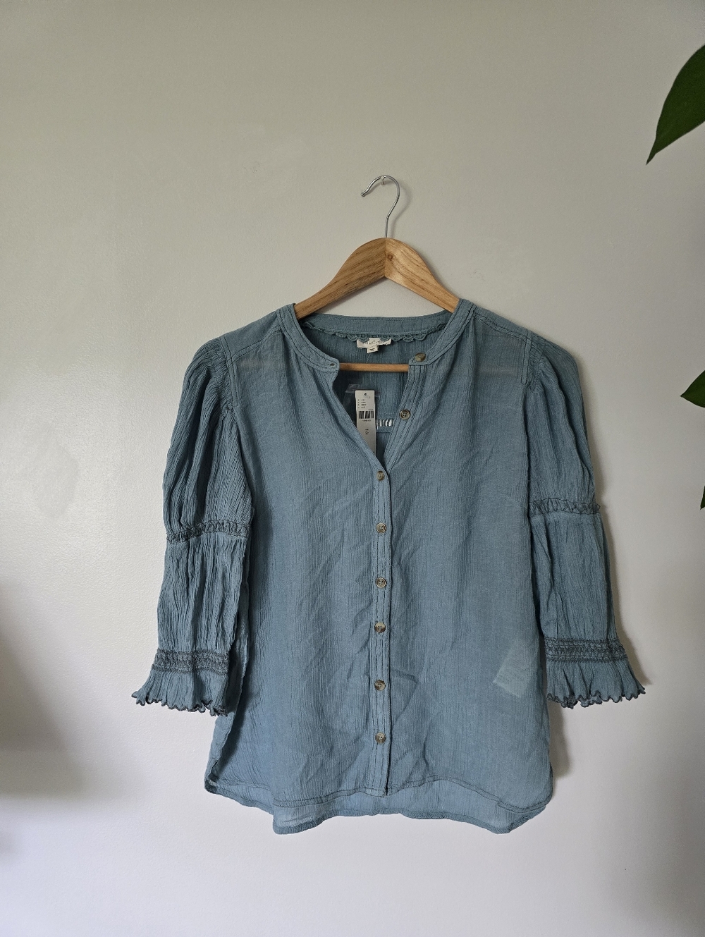 New Pilcro Anthropologie Size XS Womens Blue Bohemian Blouse Lightweight Top